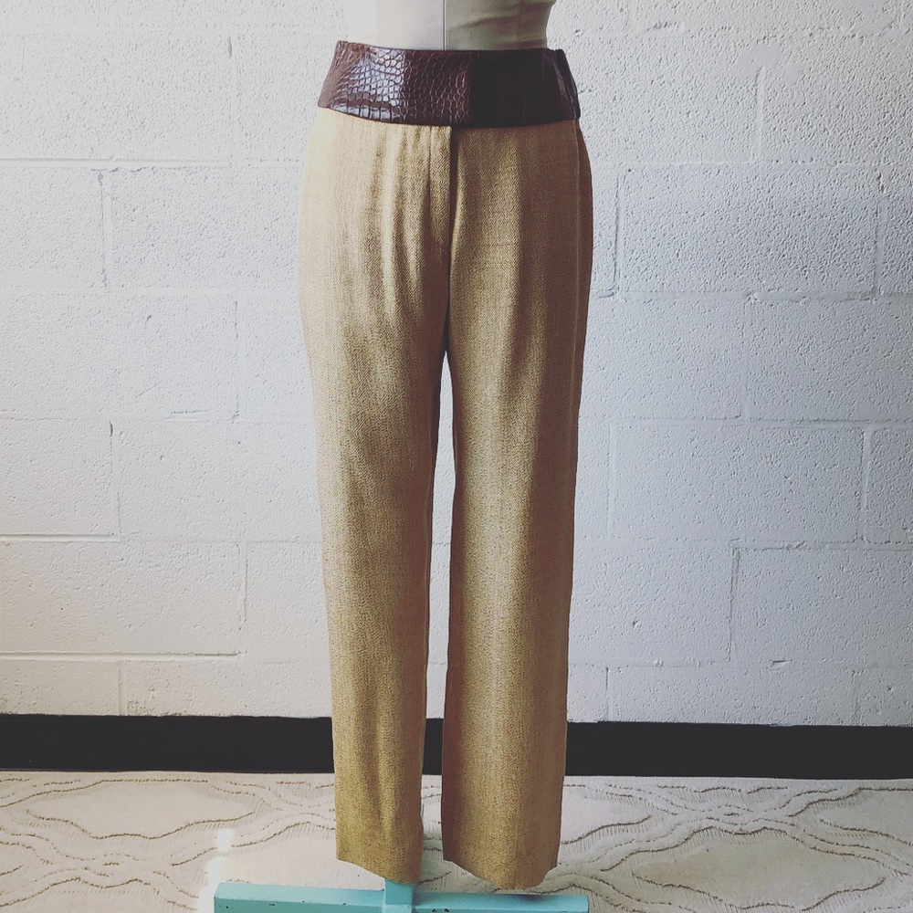 Douglas Hannant Alligator Waist burlap pants NWT